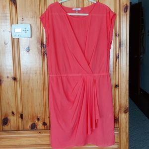 DKNYC size L coral gathered dress with slip